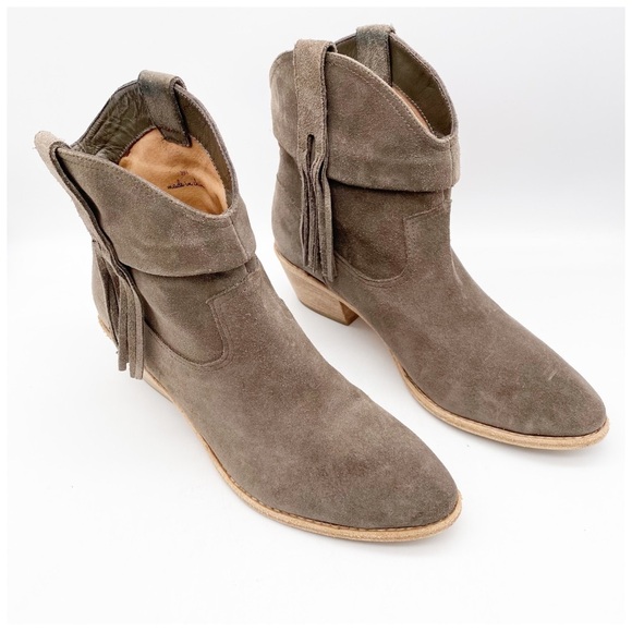 Joie Keaton Gray Suede Fringe Booties Size 39.5 - Picture 2 of 14